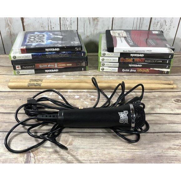Rock Band & Guitar Hero Video Games Lot Bundle Of 10 Drumstick Microphone AS IS - Picture 1 of 16